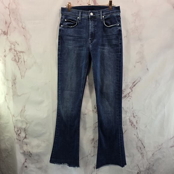 Mother Jeans Womens 26 Boot High Rise Runaway Step Fray Manana Mi Amor Dark - Picture 1 of 13